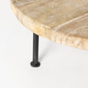 Cedric 15L x 15W x 6H Round Light Brown Wood w Black Metal Legs Decorative Display Stand - Default Title