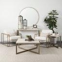 Faye 50L x 15W x 30H Beige Finished Wood WGold Metal Base Console Table - Default Title