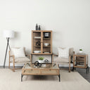 Brayden 283L x 341W x 35H Light Brown Wood W Beige Fabric Seat Accent Chair - Default Title