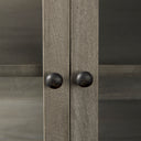 Arelius 36L x 18W x 32H Gray Wood Black Metal Base w 2 Glass Doors Accent Cabinet - Default Title