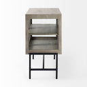 Arelius 36L x 18W x 32H Gray Wood Black Metal Base w 2 Glass Doors Accent Cabinet - Default Title