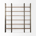 Taunton 80L x 105W x 90H Medium Brown Wood W Antique Nickel Metal Frame 6 Tier Shelving Unit - Default Title