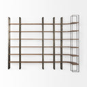 Taunton 80L x 105W x 90H Medium Brown Wood W Antique Nickel Metal Frame 6 Tier Shelving Unit - Default Title