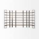 Taunton 80L x 105W x 90H Medium Brown Wood W Antique Nickel Metal Frame 6 Tier Shelving Unit - Default Title