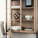 Arelius 36L x 1875W x 63H Light Brown Wood W Black Metal Base Display Cabinet - Default Title