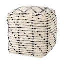 Aarohi 160L x 160W x 160H CreamBlack Cotton Patterned Pouf - Default Title