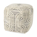 Amaya 160L x 160W x 160H CreamBlackGray Wool and Cotton Pouf - Default Title