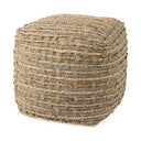 Binita 160L x 160W x 160H GrayBrown Hemp Wool and Cotton Pouf - Default Title