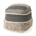 Darika 160L x 160W x 160H BlackWhiteGray Cotton Pouf - Default Title