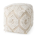 Ekanta 160L x 160W x 160H CreamBeige Patterned Cotton Pouf - Default Title