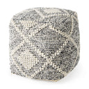 Ekiya 160L x 160W x 160H BlackWhite Yarn and Wool Patterened Pouf - Default Title