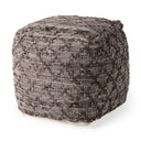 Falguni 160L x 160W x 160H Gray Leather and Cotton Patterned Pouf - Default Title