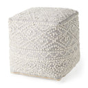 Farida 60L x 160W x 160H Light Gray Wool and Polyester Patterned Pouf - Default Title
