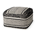 Garima 220L x 220W x 140H BlackWhite Wool and Cotton Patterned Pouf - Default Title