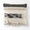Beardell 18 x 18 Cream And Black Details With Tassels Decorative Pillow Cover - Default Title