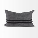 Sibyl 13L x 21W Black Fabric Striped and White Fringed Decorative Pillow Cover - Default Title