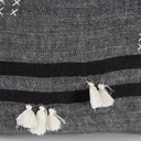 Sibyl 13L x 21W Black Fabric Striped and White Fringed Decorative Pillow Cover - Default Title