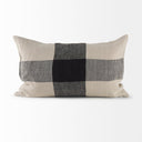 Raquel 13L x 21W Beige and Black Fabric Plaid Decorative Pillow Cover - Default Title