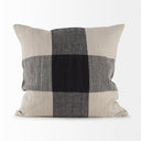 Raquel 18L x 18W Beige and Black Fabric Plaid Decorative Pillow Cover - Default Title