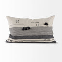 Thalia 13L x 21W Black and Beige Fabric Striped and Fringed Decorative Pillow Cover - Default Title