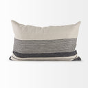 Thalia 13L x 21W Black and Beige Fabric Striped and Fringed Decorative Pillow Cover - Default Title