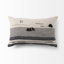 Thalia 13L x 21W Black and Beige Fabric Striped and Fringed Decorative Pillow Cover - Default Title