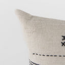 Thalia 13L x 21W Black and Beige Fabric Striped and Fringed Decorative Pillow Cover - Default Title