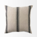 Hattie 20L x 20W Beige and Black Fabric Striped Decorative Pillow Cover - Default Title