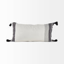 Kimia 14L x 26W White and Black Fabric Herringbone and Fringed Decorative Pillow Cover - Default Title