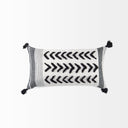 Kimia 14L x 26W White and Black Fabric Herringbone and Fringed Decorative Pillow Cover - Default Title