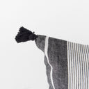 Kimia 14L x 26W White and Black Fabric Herringbone and Fringed Decorative Pillow Cover - Default Title