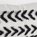 Kimia 14L x 26W White and Black Fabric Herringbone and Fringed Decorative Pillow Cover - Default Title