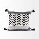 Kimia 20L x 20W White and Black Fabric Herringbone and Fringed Decorative Pillow Cover - Default Title