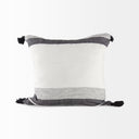 Kimia 20L x 20W White and Black Fabric Herringbone and Fringed Decorative Pillow Cover - Default Title