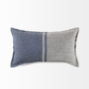 Aubrielle 14L x 26W Gray and Blue Fabric Color Blocked Decorative Pillow Cover - Default Title