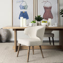 Niles 225L x 240W x 320H Cream Fabric Seat W Medium Brown Wooden Legs Wingback Dining Chair - Default Title