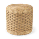 Michelle 177L x 177W x 177H Light Brown Woven Seagrass Round Pouf - Default Title