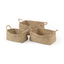 Emra 173L x 118W x 79H Set of 3 Light Brown Seagrass Rectangular Basket W Handles - Default Title