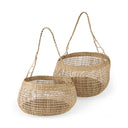 Nova 150L x 150W x 94H Set of 2 Light Brown Seagrass Woven Round Basket W Long Handle - Default Title