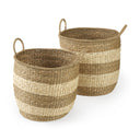 Bradley 181L x 181W x 160H Set of 2 Light Brown WStriped Seagrass Basket W Handles - Default Title