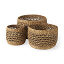 Dakota 150L x 150W x 118H Set of 3 Medium Brown Seagrass Round Basket - Default Title