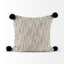 Krystal 20 x 20 CreamBlue Pom Pom Decorative Pillow Cover - Default Title