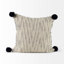 Krystal 20 x 20 CreamBlue Pom Pom Decorative Pillow Cover - Default Title