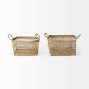Bellisa 185L x 146W x 110H Set of 2 Medium Brown Seagrass Rectangular Basket W Handles - Default Title