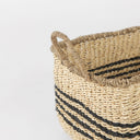 Emma 173L x 130W x 110H Set of 2 Light Brown Seagrass Rectangular Basket W Black Stripes - Default Title