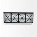 Aurelia 790L x 160W x 330H Black and White Metal Four Door Glass Cabinet - Default Title