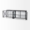 Aurelia 790L x 160W x 330H Black and White Metal Four Door Glass Cabinet - Default Title
