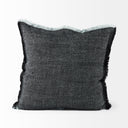Malia 20L x 20W Black and Teal Fabric Fringed Pillow Cover - Default Title