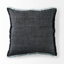 Malia 20L x 20W Black and Teal Fabric Fringed Pillow Cover - Default Title