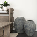 Gobi 20L x 23H Small Gray Ceramic Oval Vase - Default Title